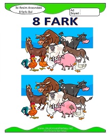 okul öncesi çocuklar için İki Resim Arasındaki Farkı Bul Etkinliği